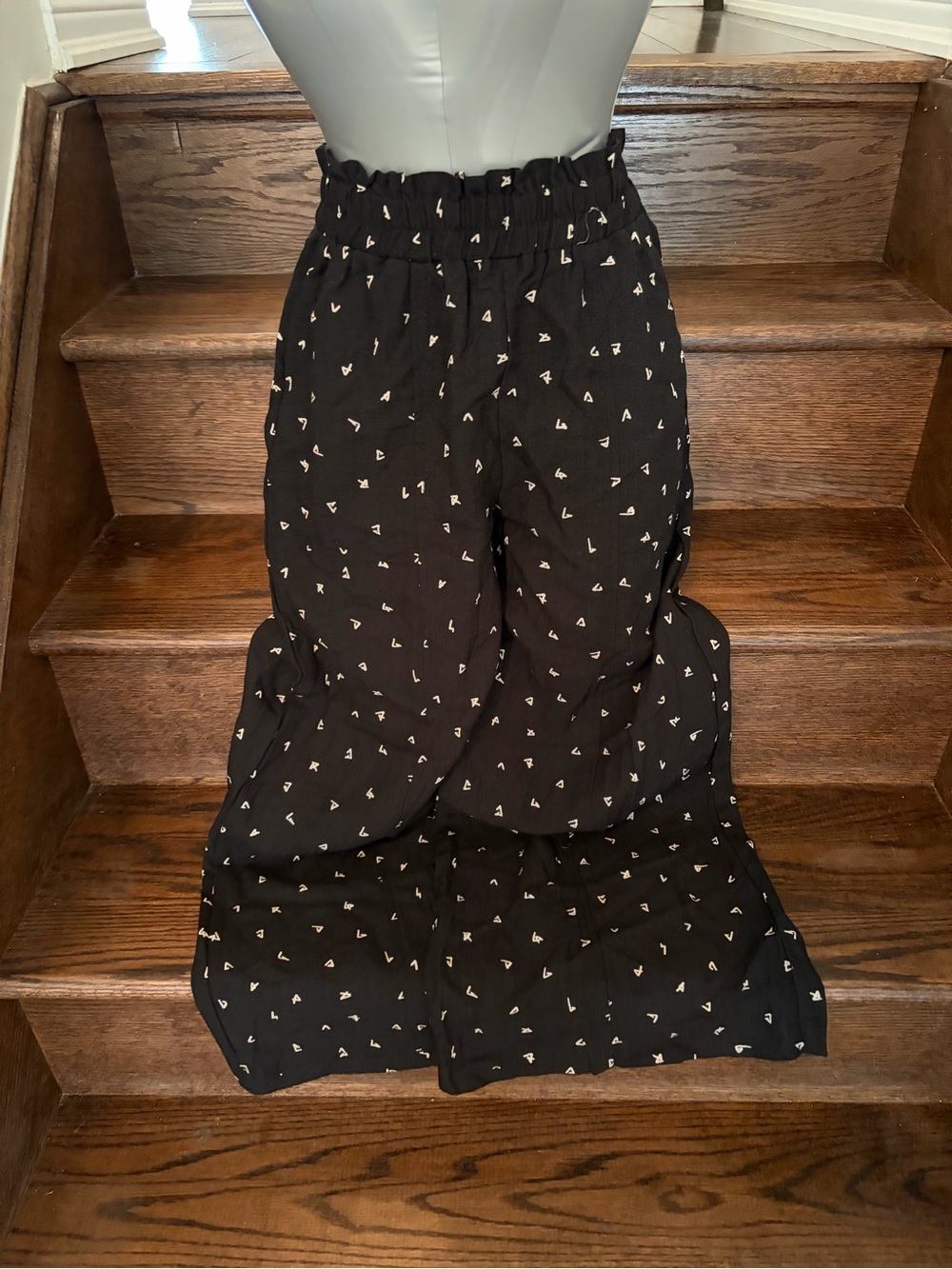 Final Touch Black Wide Leg Pants with White Dot Print